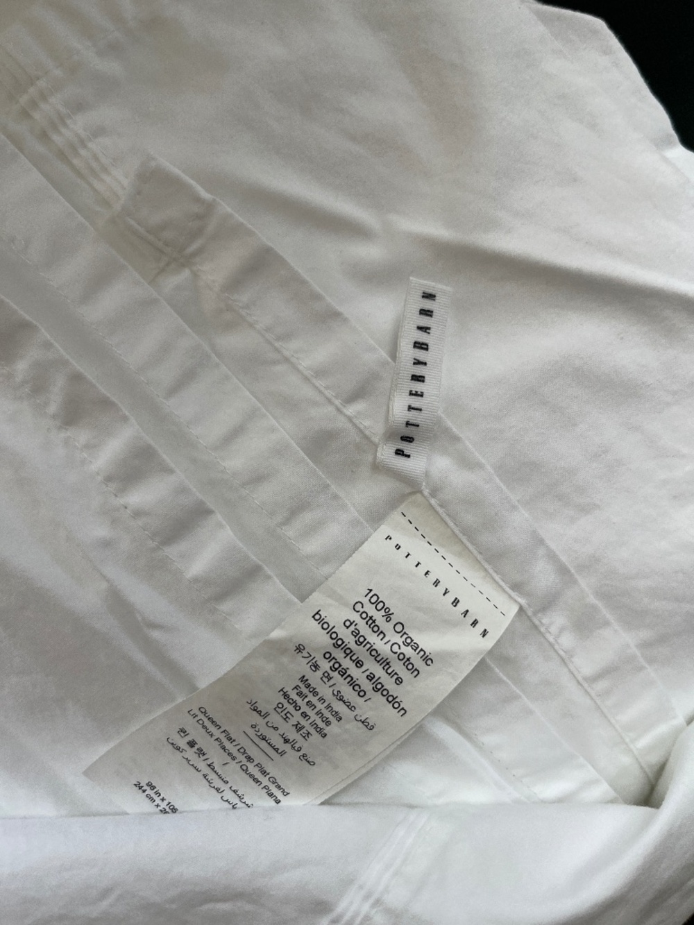Pottery Barn Queen Sheet Set 4-Piece White 100% Organic Cotton